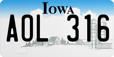 IA license plate AOL316
