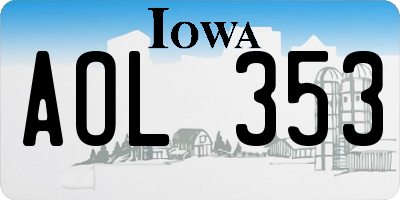 IA license plate AOL353