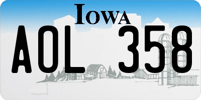 IA license plate AOL358