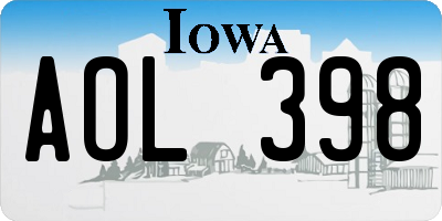 IA license plate AOL398