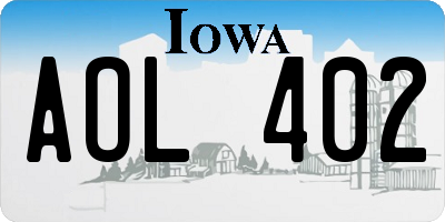 IA license plate AOL402