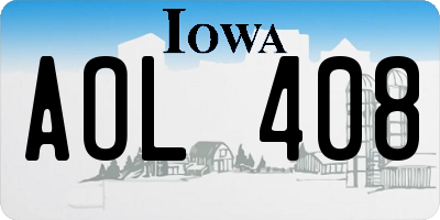 IA license plate AOL408