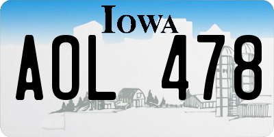 IA license plate AOL478