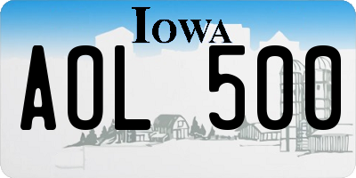 IA license plate AOL500