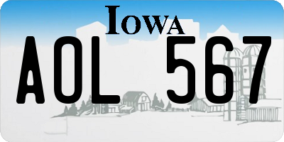 IA license plate AOL567