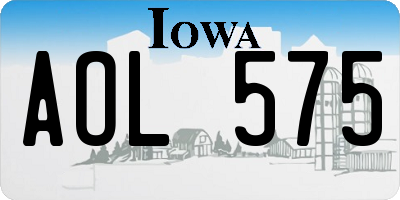 IA license plate AOL575