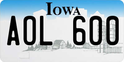 IA license plate AOL600