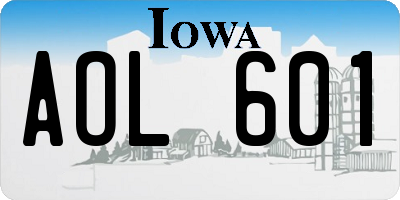 IA license plate AOL601