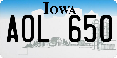 IA license plate AOL650