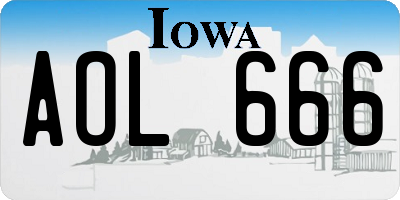IA license plate AOL666