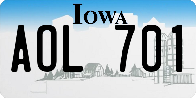 IA license plate AOL701