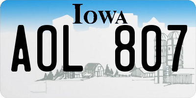 IA license plate AOL807