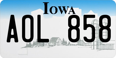 IA license plate AOL858