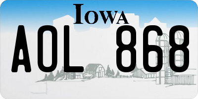 IA license plate AOL868