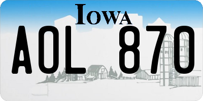 IA license plate AOL870