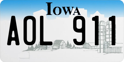 IA license plate AOL911