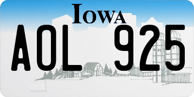 IA license plate AOL925