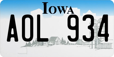 IA license plate AOL934