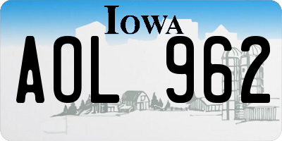 IA license plate AOL962