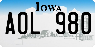 IA license plate AOL980