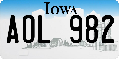 IA license plate AOL982