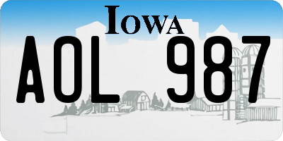 IA license plate AOL987