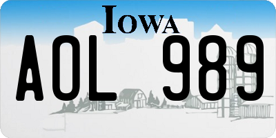 IA license plate AOL989