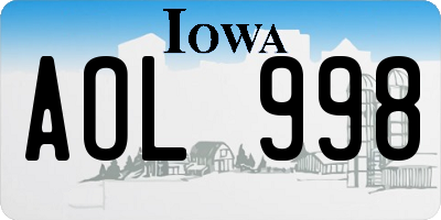 IA license plate AOL998