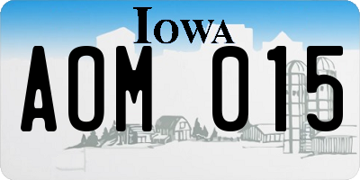 IA license plate AOM015