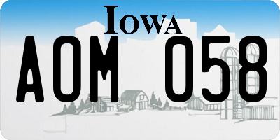 IA license plate AOM058
