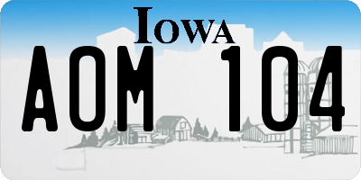 IA license plate AOM104