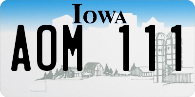 IA license plate AOM111