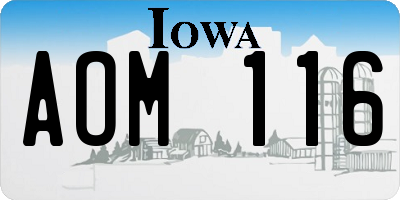 IA license plate AOM116