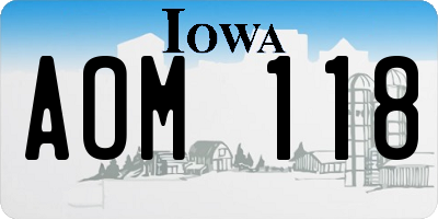 IA license plate AOM118