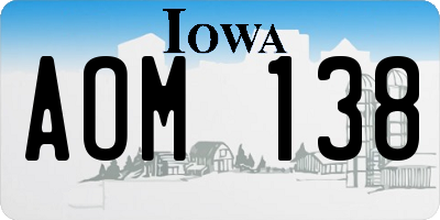IA license plate AOM138