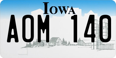 IA license plate AOM140