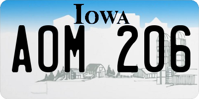 IA license plate AOM206
