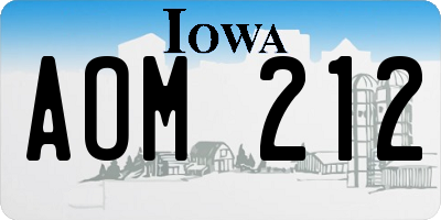 IA license plate AOM212
