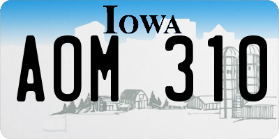 IA license plate AOM310