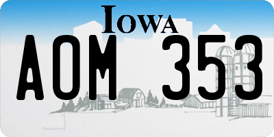 IA license plate AOM353