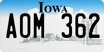 IA license plate AOM362