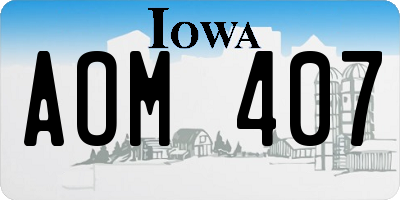 IA license plate AOM407