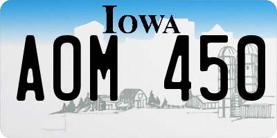 IA license plate AOM450