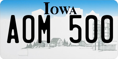 IA license plate AOM500