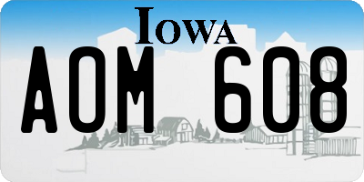 IA license plate AOM608