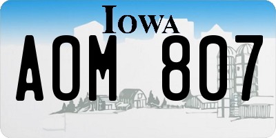 IA license plate AOM807