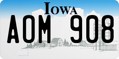 IA license plate AOM908