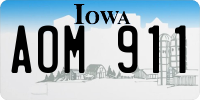 IA license plate AOM911