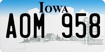 IA license plate AOM958