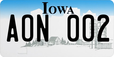 IA license plate AON002